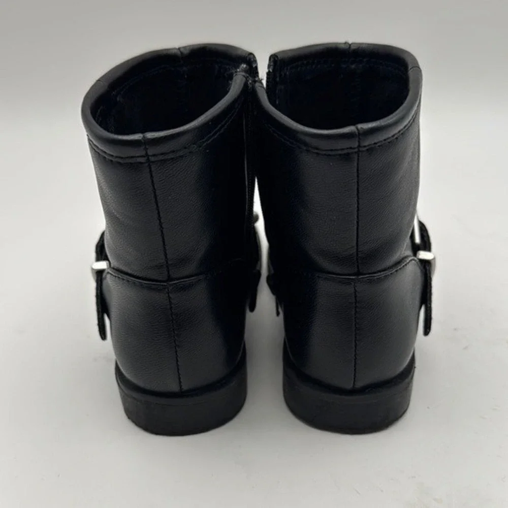 Zara Studded Buckle Fashion‎ Ankle Boots Black Baby Toddler Girl Size 5 22 EU